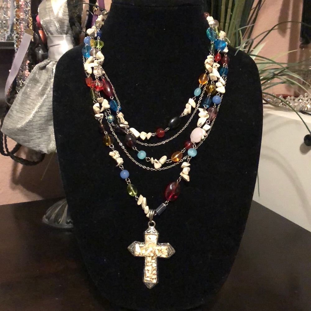 Cross Necklace Various Stones